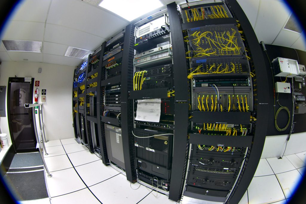 Racks of network and compute equipment in a Joy datacenter